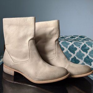 Boutique 9 Ivory Leather Ankle Boots